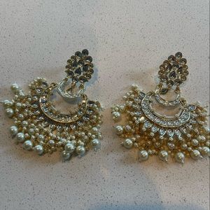 Large pear and gold earrings